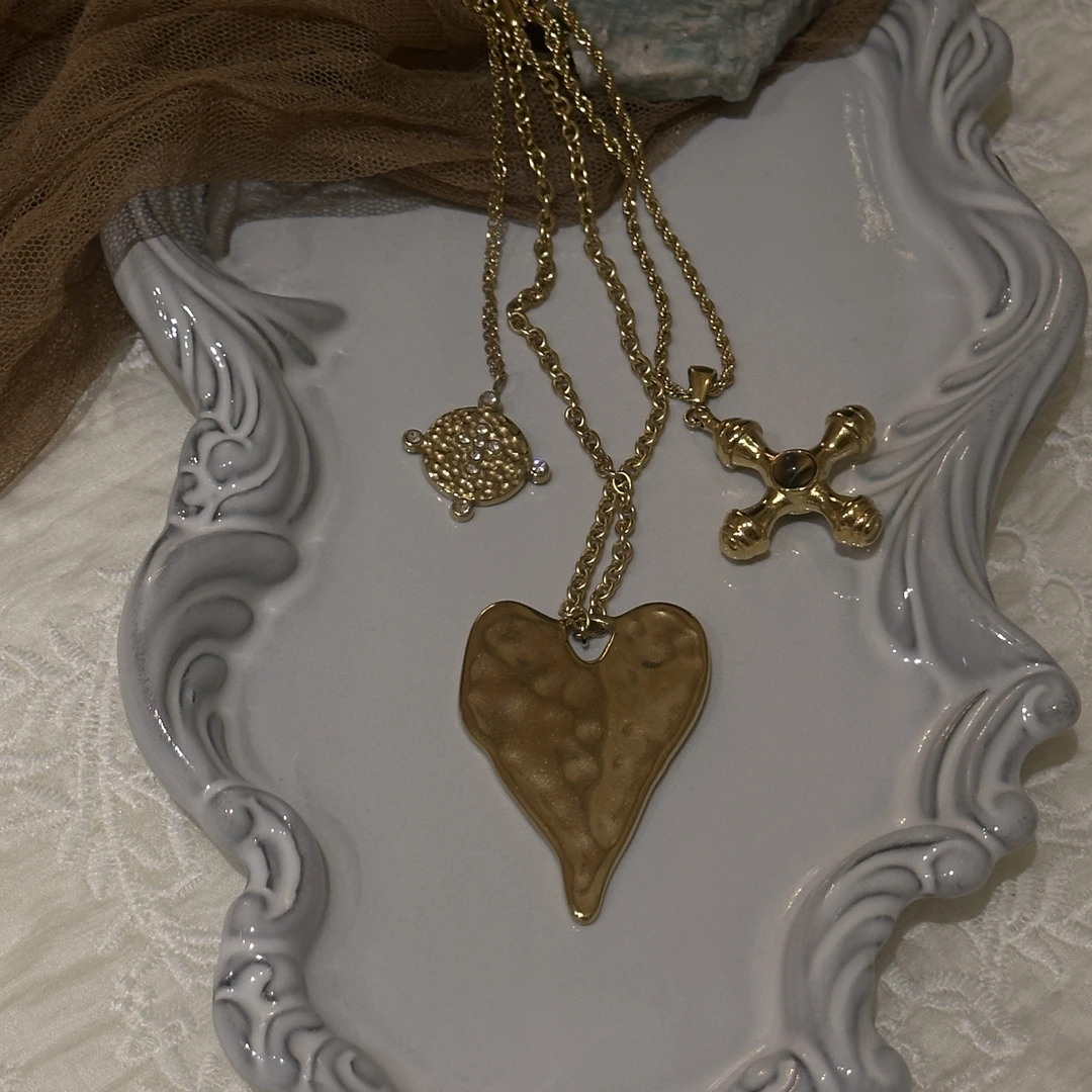 铜合金项链 一号金色系爱心十字架爱心款辣妹时尚新款