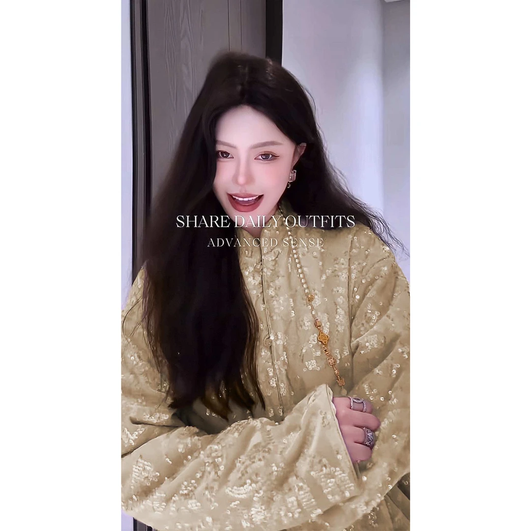 【大喜】春上新法式复古亮片夹棉短  1946325#  RW短外套