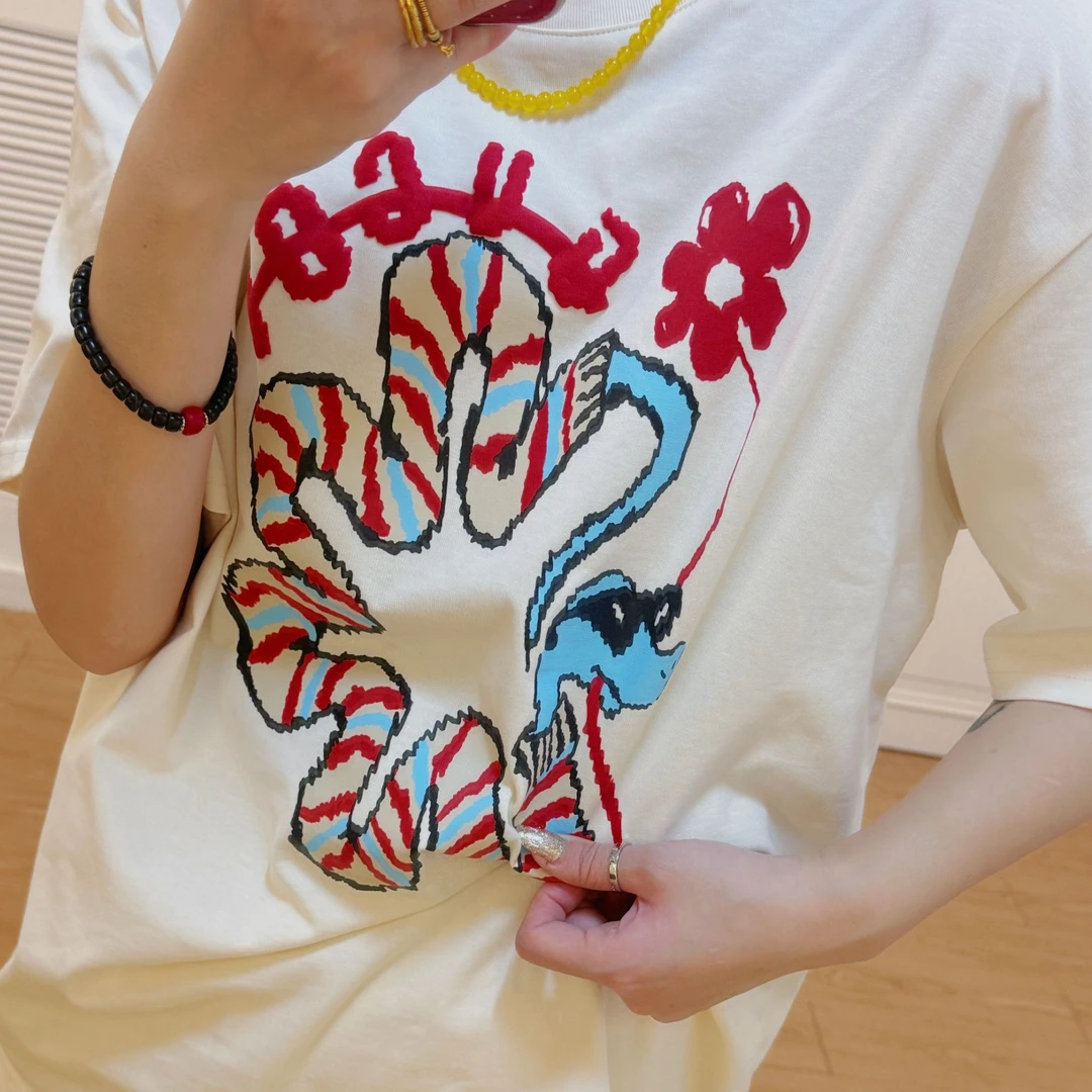 断码冲双11 蛇运亨通2025秋冬新款蛇年限定印绘休闲T恤MM10013DX