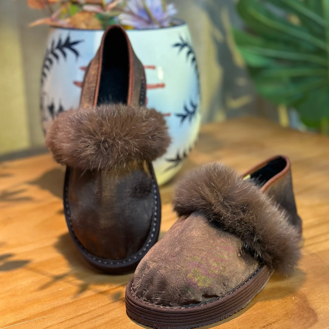 【冬款-山茶花薄绒毛条款】西楚手工千层底布鞋