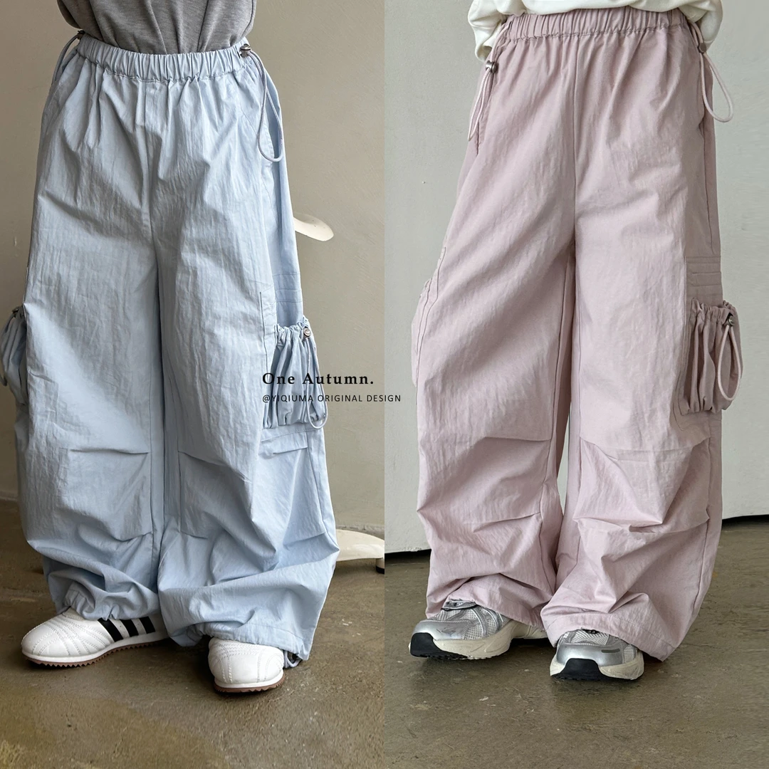 现货「麦麦秋.MAIMAIQIU」【心动款】松紧带工装裤女夏阔腿裤【GX599