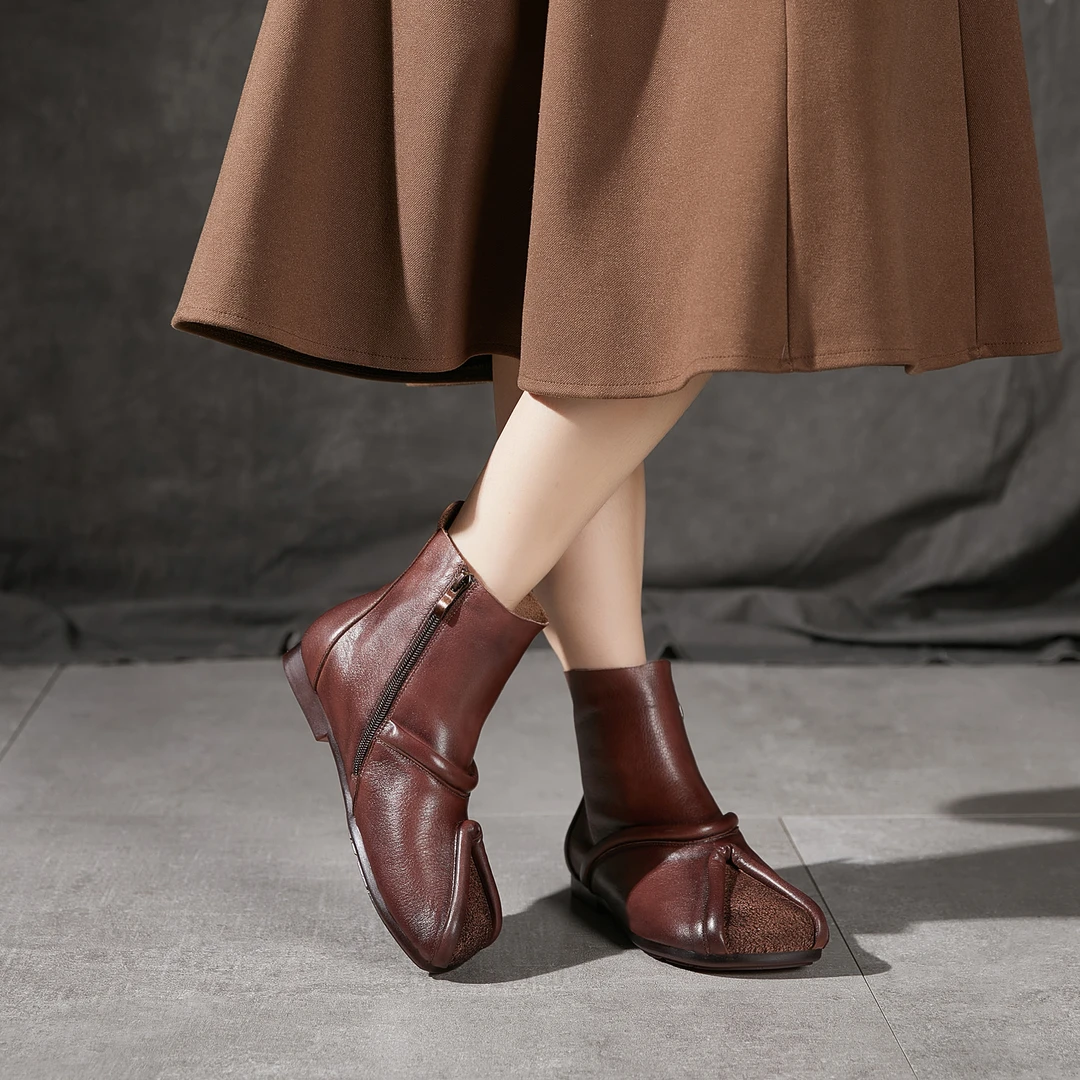 【秦大叔推荐断码清仓】牛皮女靴2024新款休闲百搭女鞋QTSA06-81