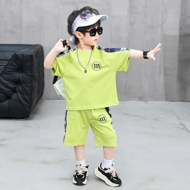 2025新款夏季果绿时尚女童洋气运动休闲两件套潮