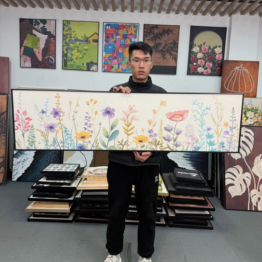 法式ins风花卉客厅装饰画法式现代风沙发背景墙挂画横幅40150