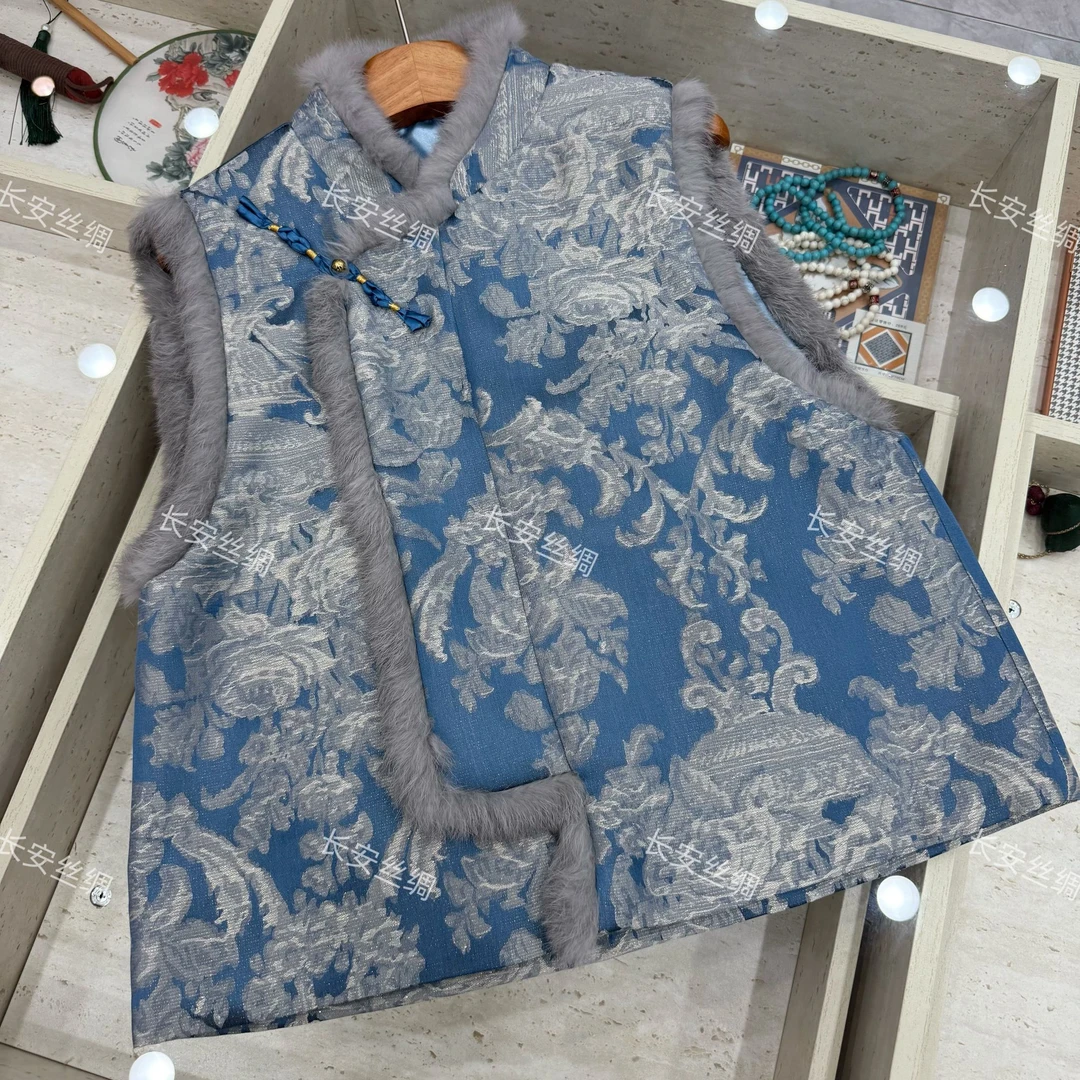 【长安】秋冬季2025新款新中式提花夹棉加厚上衣马甲