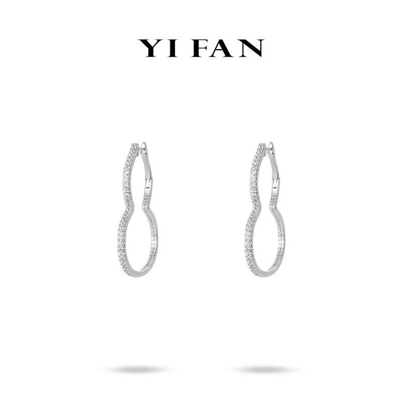 925银合成锆石耳饰 30164-白色满钻镂空葫芦百搭耳环