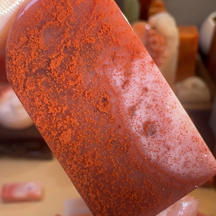 寿山石印石471号水冻桃花牌牌