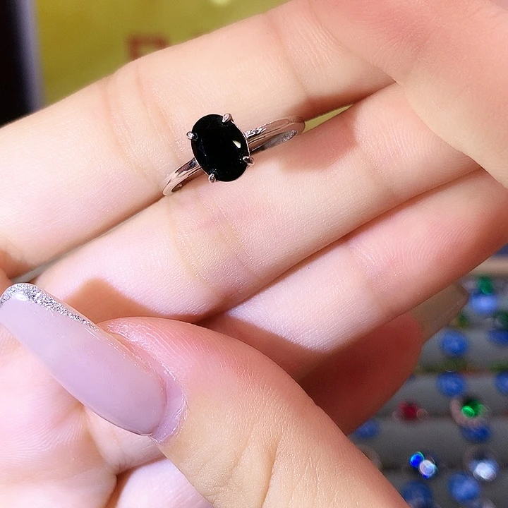 蓝宝石戒指银S925镶嵌