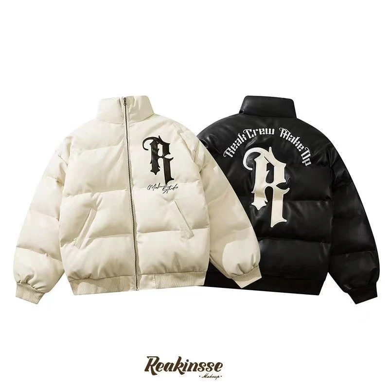 【桃园】秋冬立领短款皮衣棉服外套情侣款