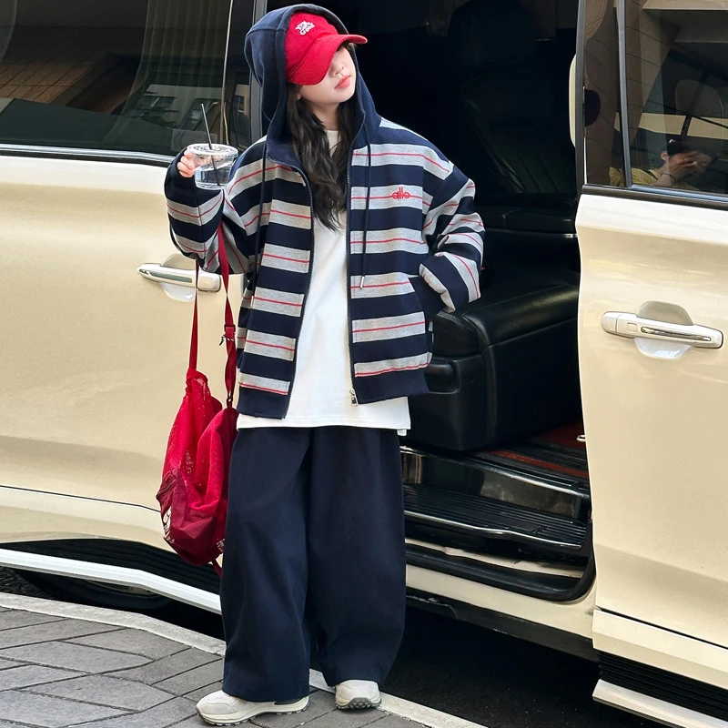 韩版女童套装秋装时尚洋气中大童2025新款儿童卫衣休闲两件套秋季