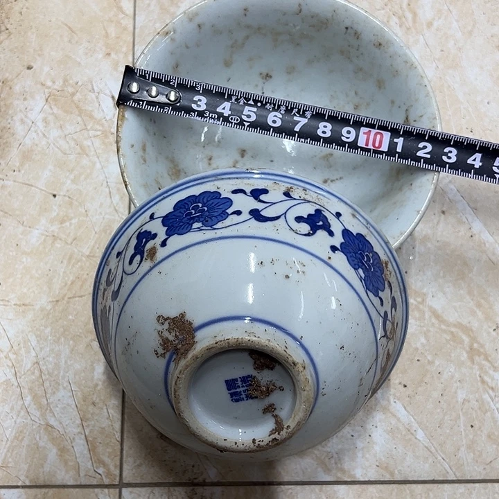 摆件陶2个12.5厘米芙蓉花碗