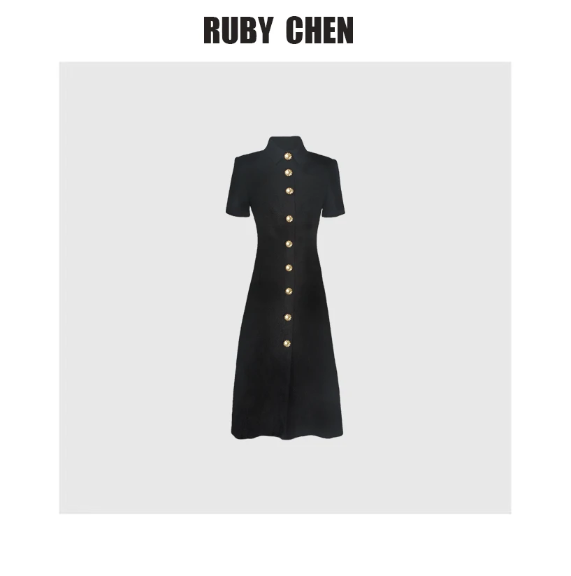 Trumacme~纯色短袖连衣裙弹力抗皱衬衫裙针织气质休闲风