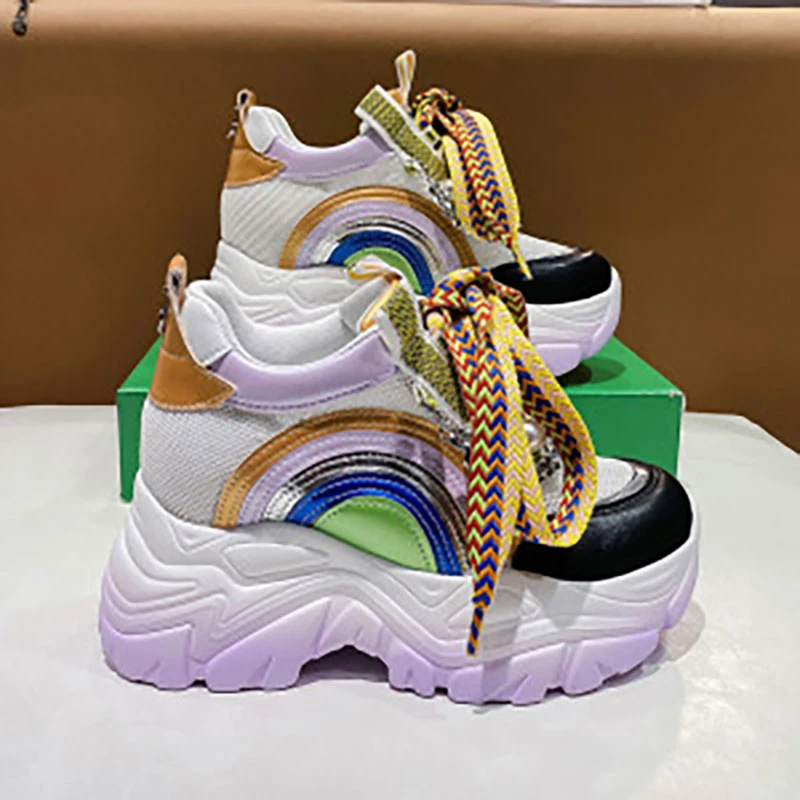 老爹鞋女2025夏新款薄款网面透气休闲鞋松糕内增高运动女鞋 QS132