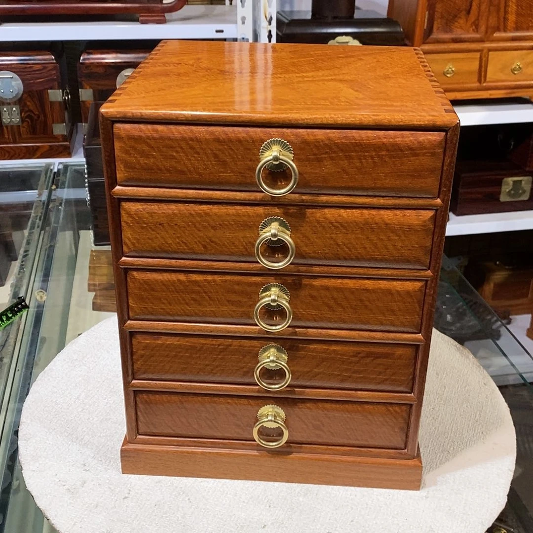 大果紫檀（缅甸花梨）独板五屉箱26/25/33