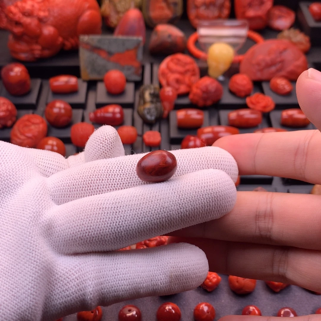 南红玛瑙未镶嵌川料原矿鸡血包浆枣珠12✖️16mm