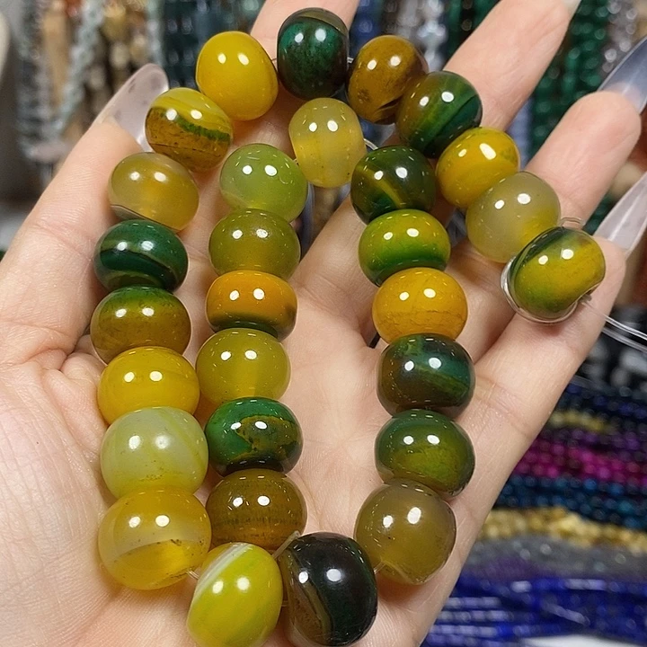 玛瑙/玉髓未镶嵌珠宝半成品玛瑙算盘珠卡15mm