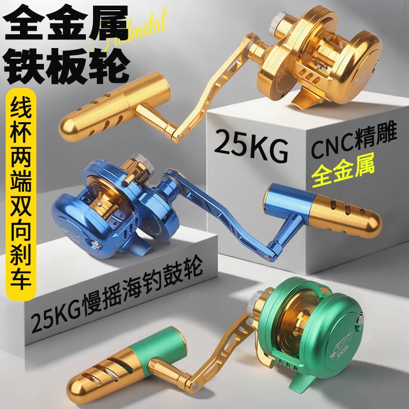 AOJIANGSHARK/鳌鲨双刹车慢摇快抽鼓轮近海船钓大钓力铁板渔线轮