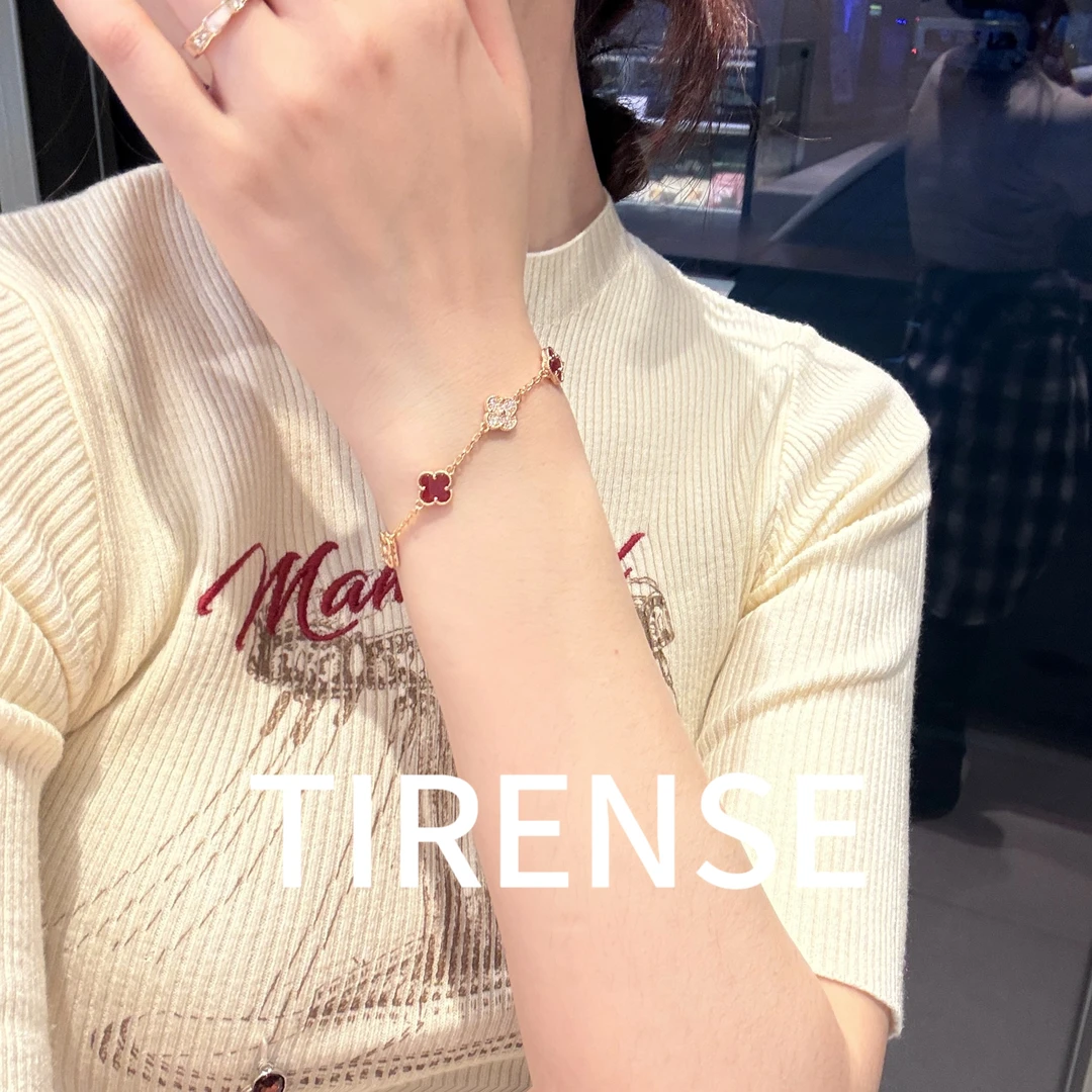 TIRENSE/狄伦斯 铜合金手链 镀18K金 红色迷你五花系列气质手链