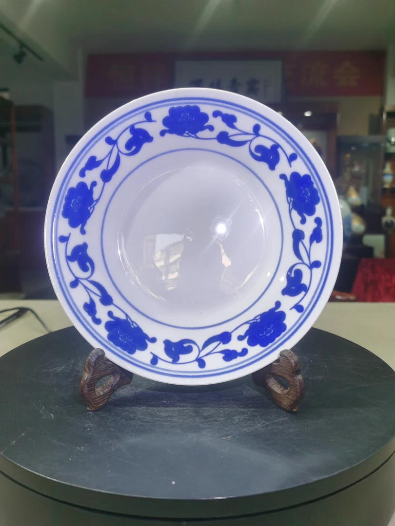 8英寸青花瓷盘子复古中式菜盘家用陶瓷汤盘菜碟子怀旧餐具