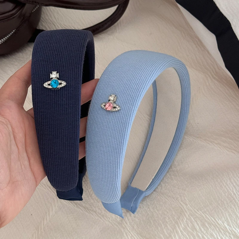 美式复古纯色宽边星球高颅顶发箍2025新款小众设计日常简约压发女