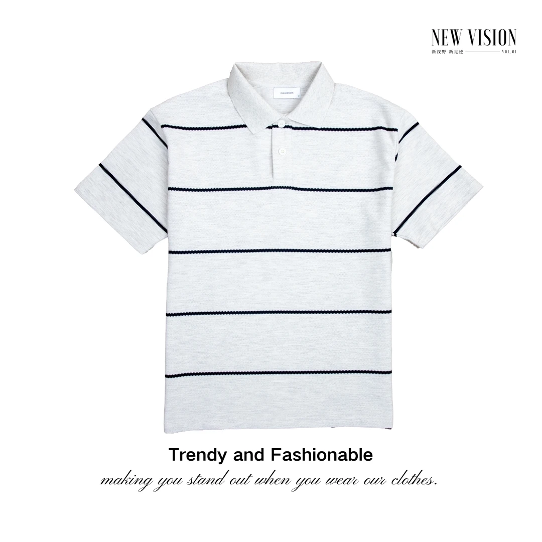 马来财2025新款条纹百搭男士夏季短袖POLO衫E8553纯棉翻领