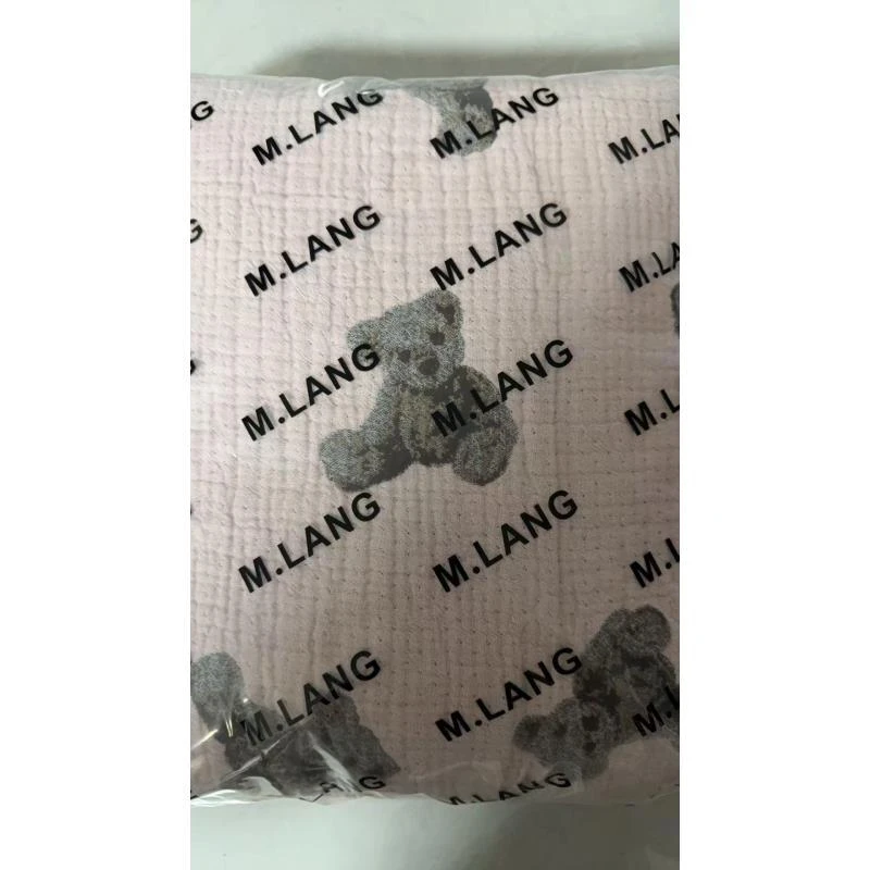 专享【京会社】花边纱布毯 纯棉纱布盖毯 顽皮熊粉