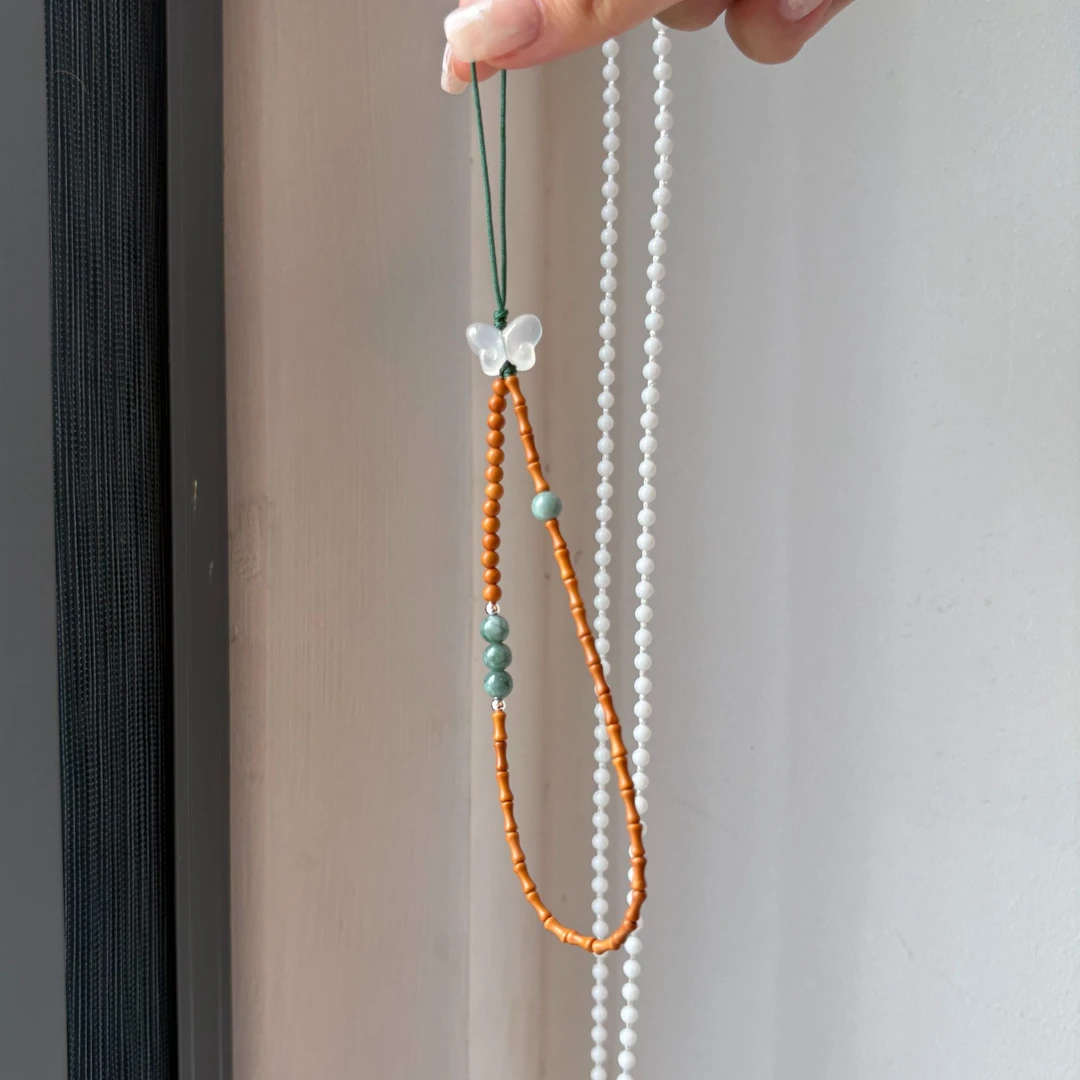 普陀山 竹节橄榄核蝴蝶挂件-011