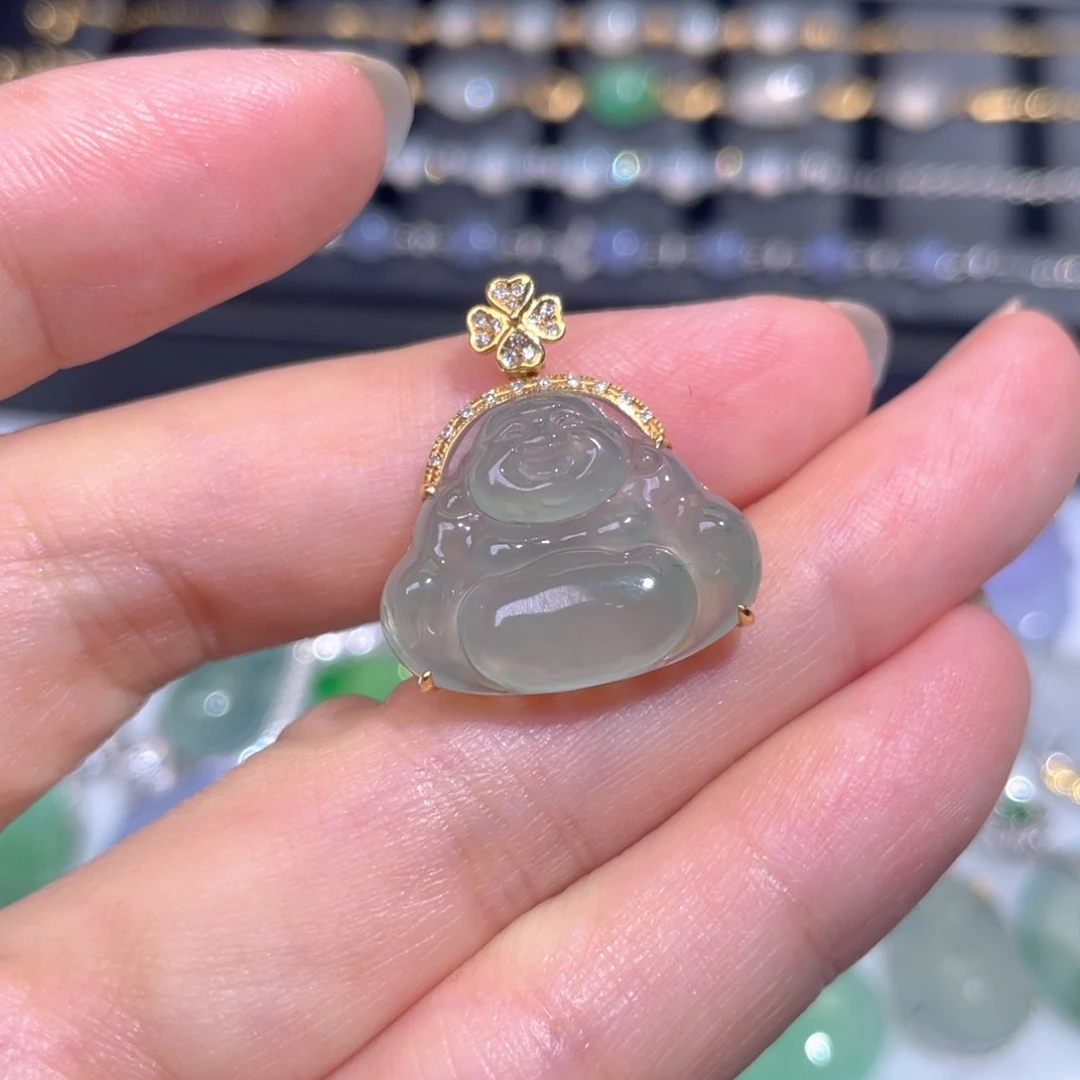 颈饰18K金镶嵌翡翠翡翠