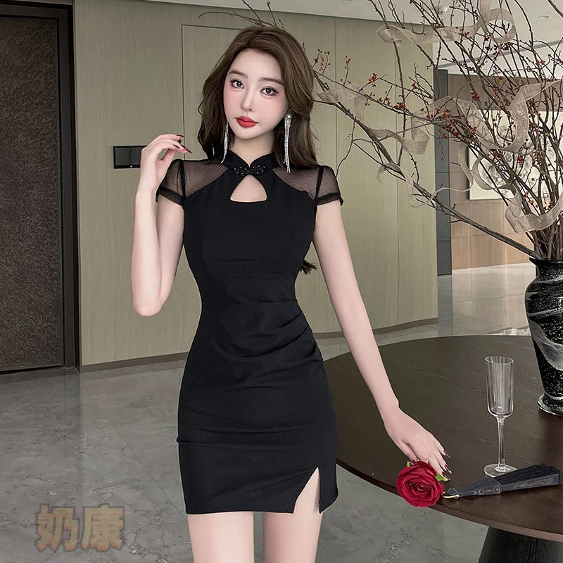 新款足浴足疗桑拿技师服性感连衣裙酒店会所K小个子145150连衣裙
