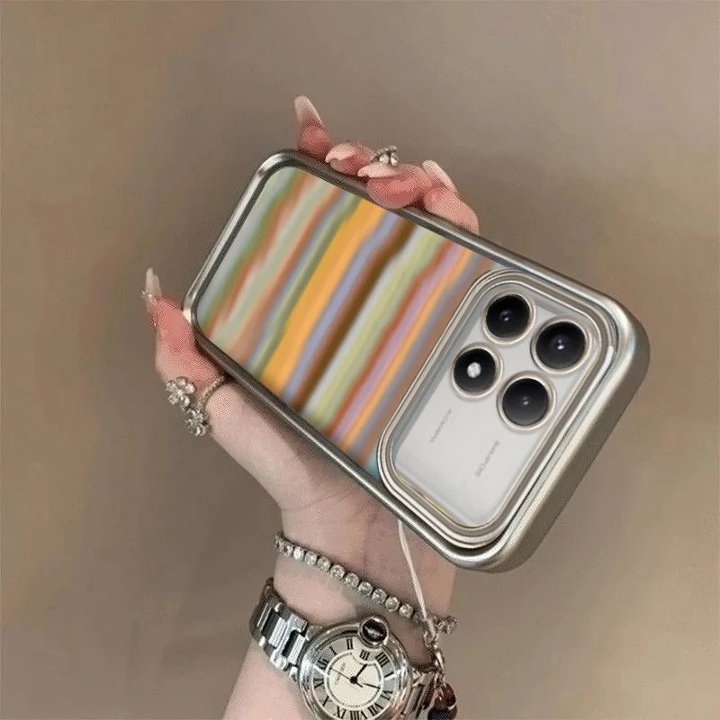 条纹彩虹适用小米红米k70手机壳高颜值小众redmik60pro新款50外壳