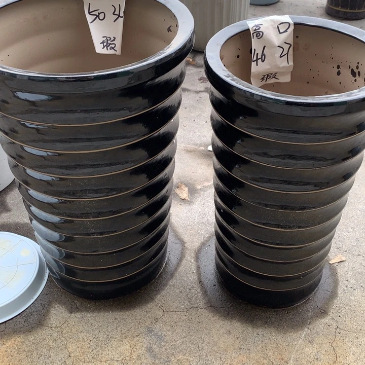 花盆陶瓷高黑螺纹