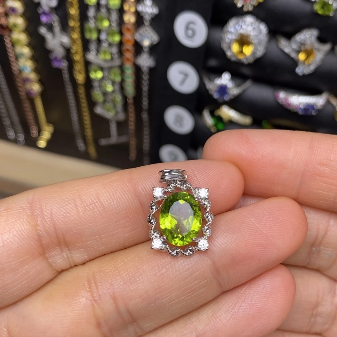 吊坠(不含链)银S925镶嵌橄榄石