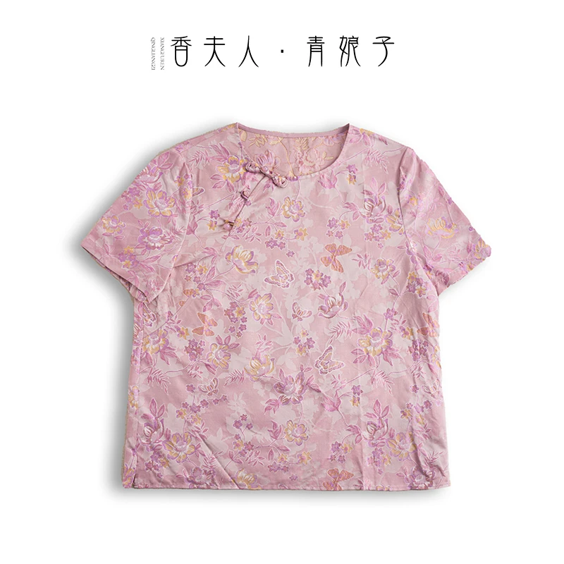 青娘子青娘子提花慵懒风简约青春百搭复古短袖60807