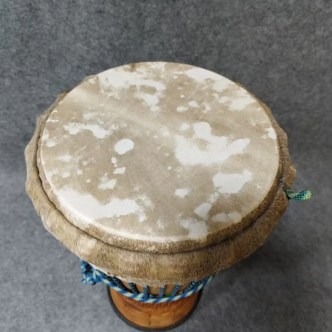 10寸几内亚手工非洲鼓翻毛斑点豹纹脊背皮以直播间展示为准