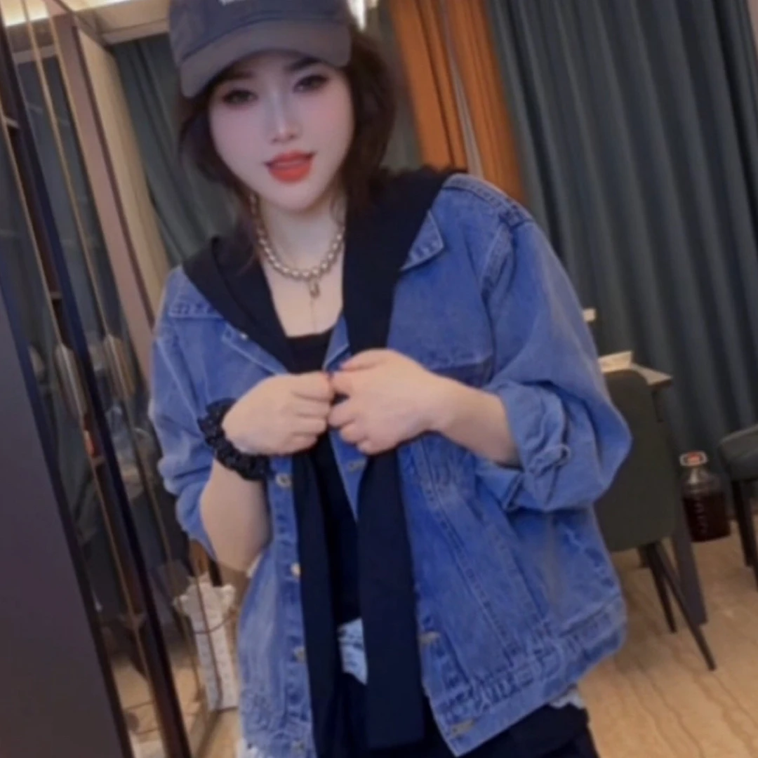 韩系慵懒chic高级感超好看时尚洋气时髦小香风蓝色牛仔外套女秋季