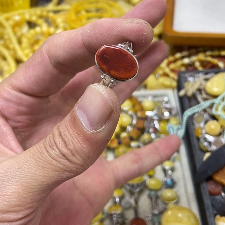 南红玛瑙银S925镶嵌戒指戒指