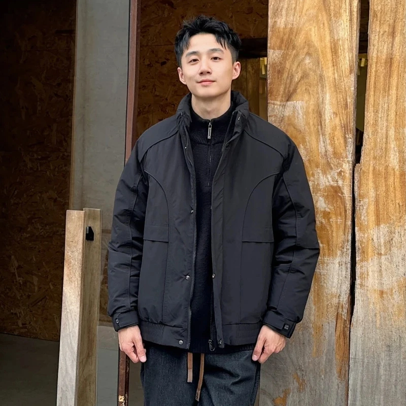 2024冬季白鸭绒羽绒服男结构外套石墨烯立领时尚休闲加厚保暖夹克