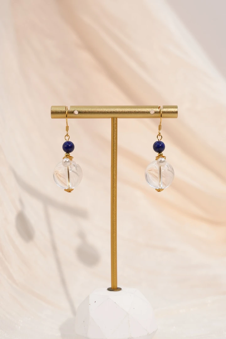 14+白水晶圆珠耳钩多样性发一件JXH1621902