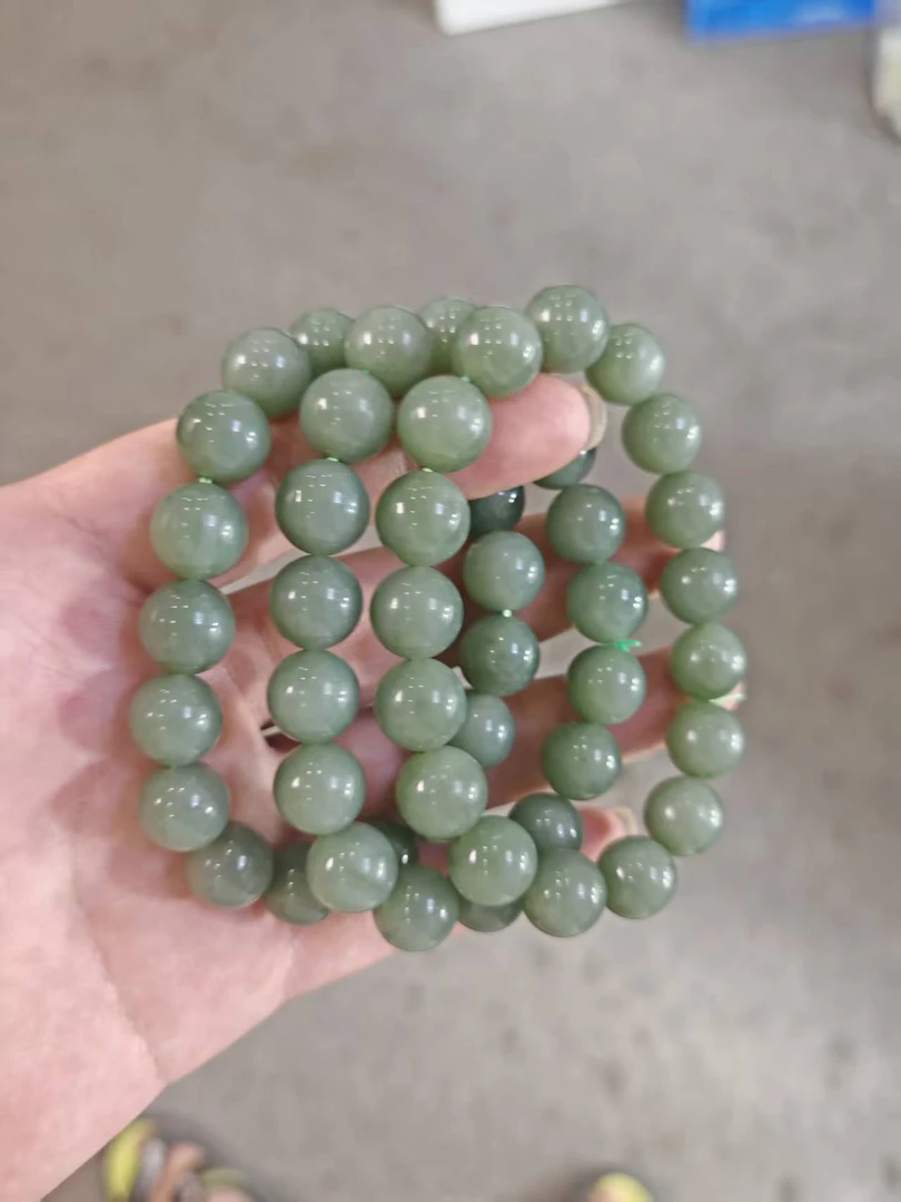 和田玉 碧玉鸭蛋青手串卡12（多样性发货拍一发一）