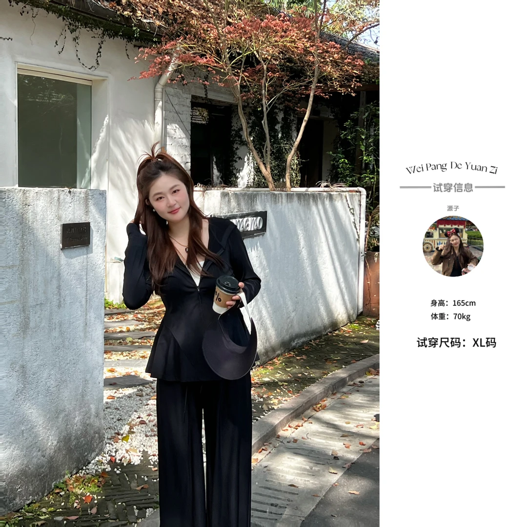 楠序【微胖防晒】源子微胖女装显瘦套装冰感防晒衣裤两件套YZ36033