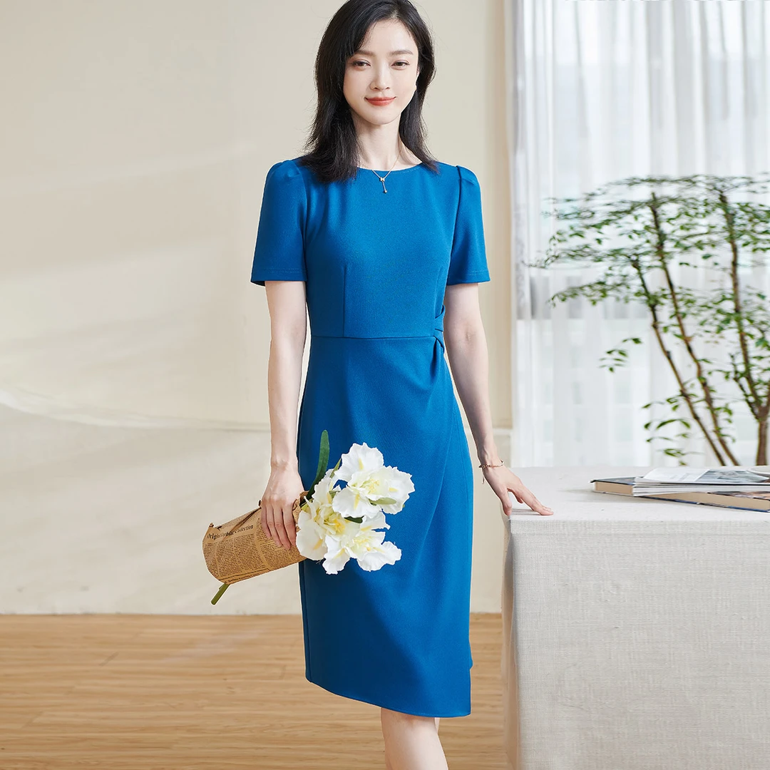 米思阳618新款名媛时尚气质显瘦连衣裙收腰简约裙子5Y24BL0563