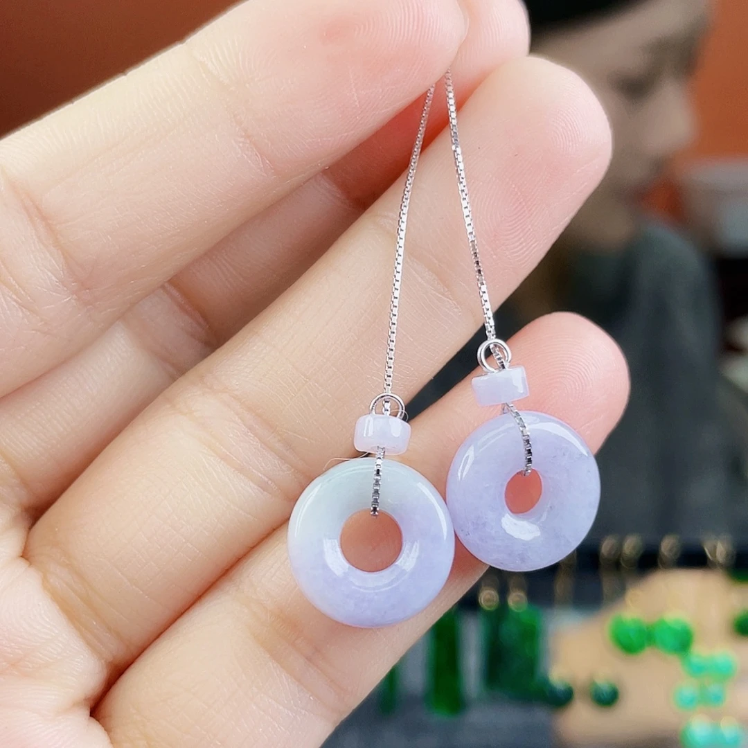 翡翠银S925镶嵌耳饰