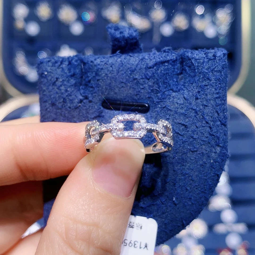 【闪购商品】铂Pt950镶嵌戒托钻石链条排戒