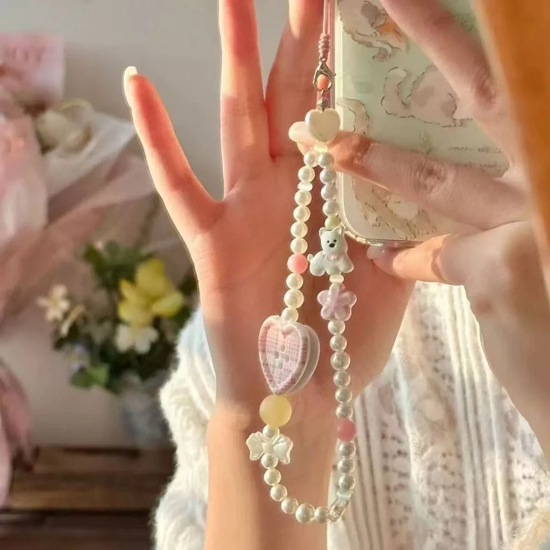 小红书同款樱花西高地手机链可爱手机挂绳新款ccd相机链绳短款女