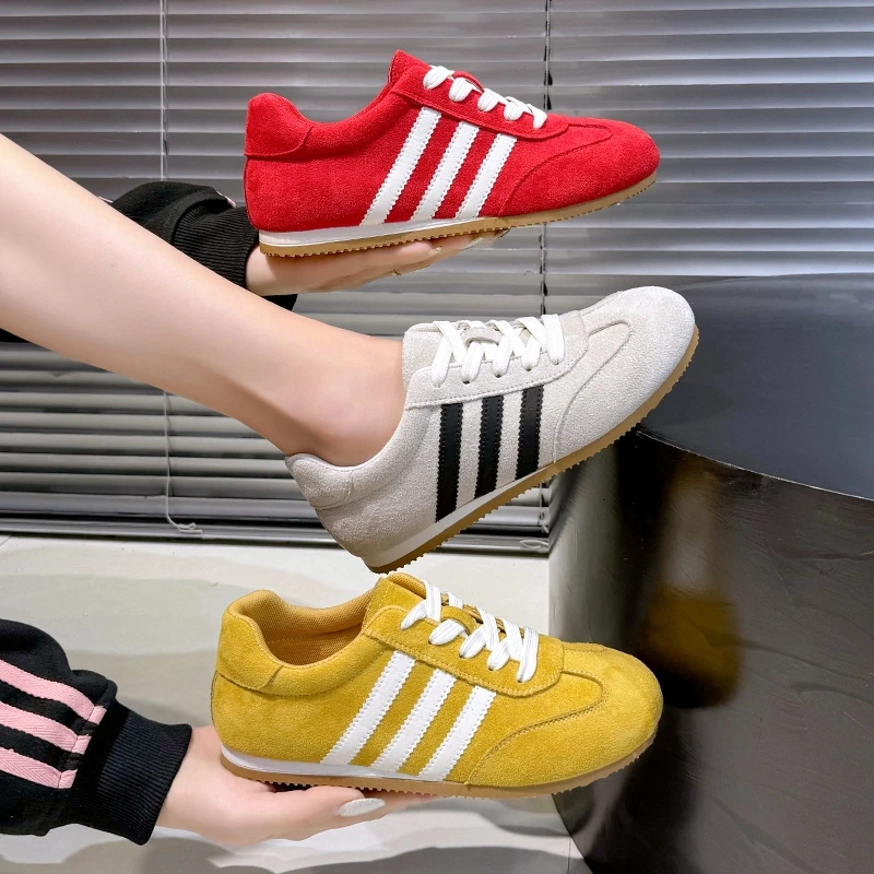 Rindu真皮德训鞋ins厚底板鞋女春夏季时尚薄底休闲四季款平底板鞋