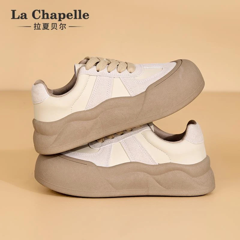 拉夏贝尔厚底小白鞋女美拉德2025新款爆款冬季德训鞋学生百搭板鞋