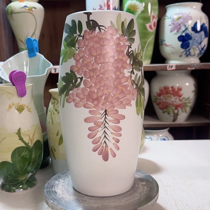 陶瓷陶瓷高33腰鼓紫藤哑光徒弟陶瓷