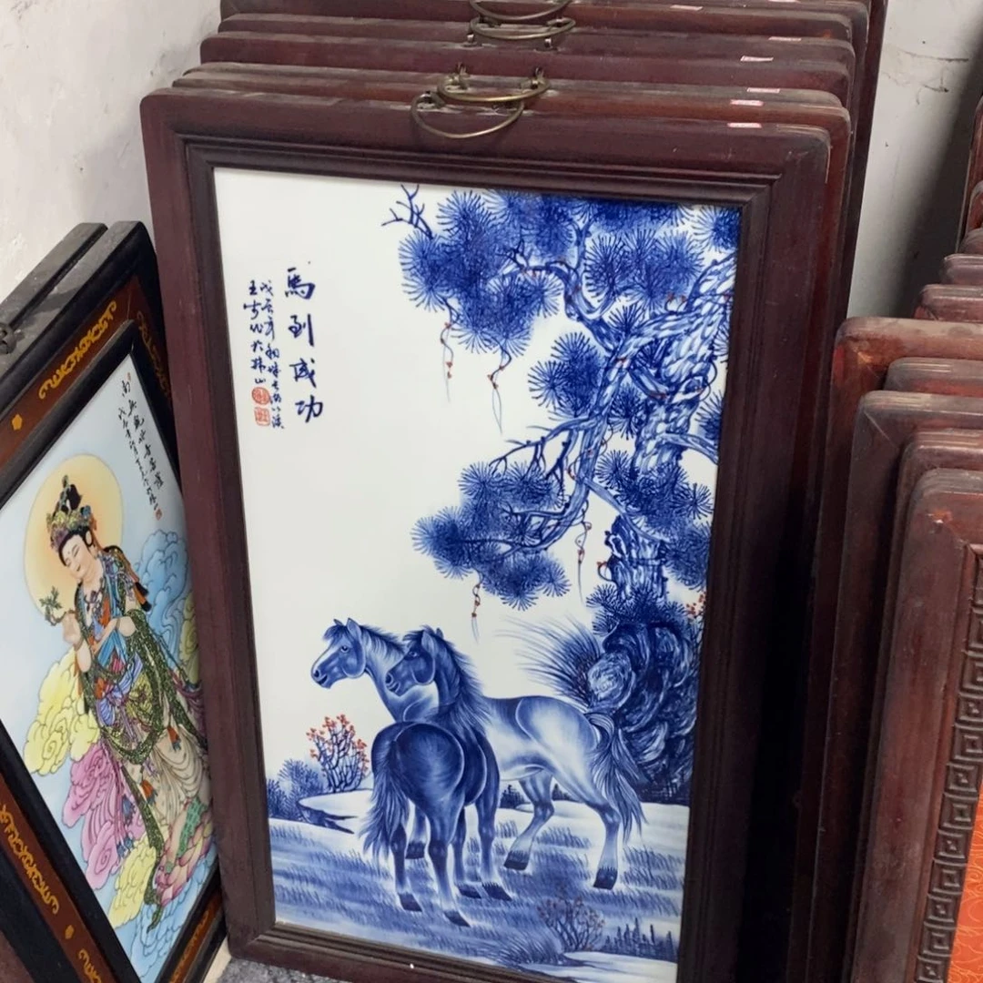 瓷片90*52*1景德镇瓷板画柴窑烧制
