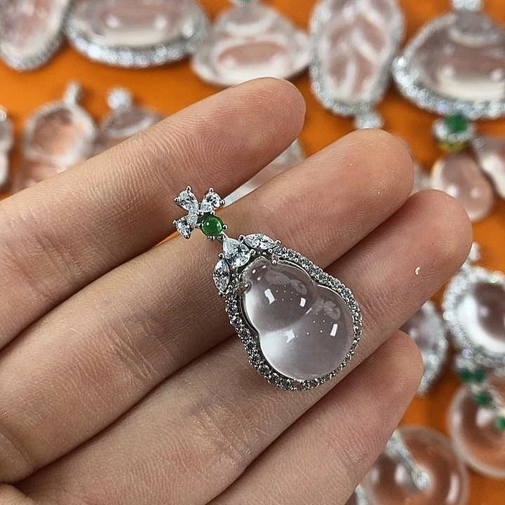 石英质玉银S925镶嵌颈饰