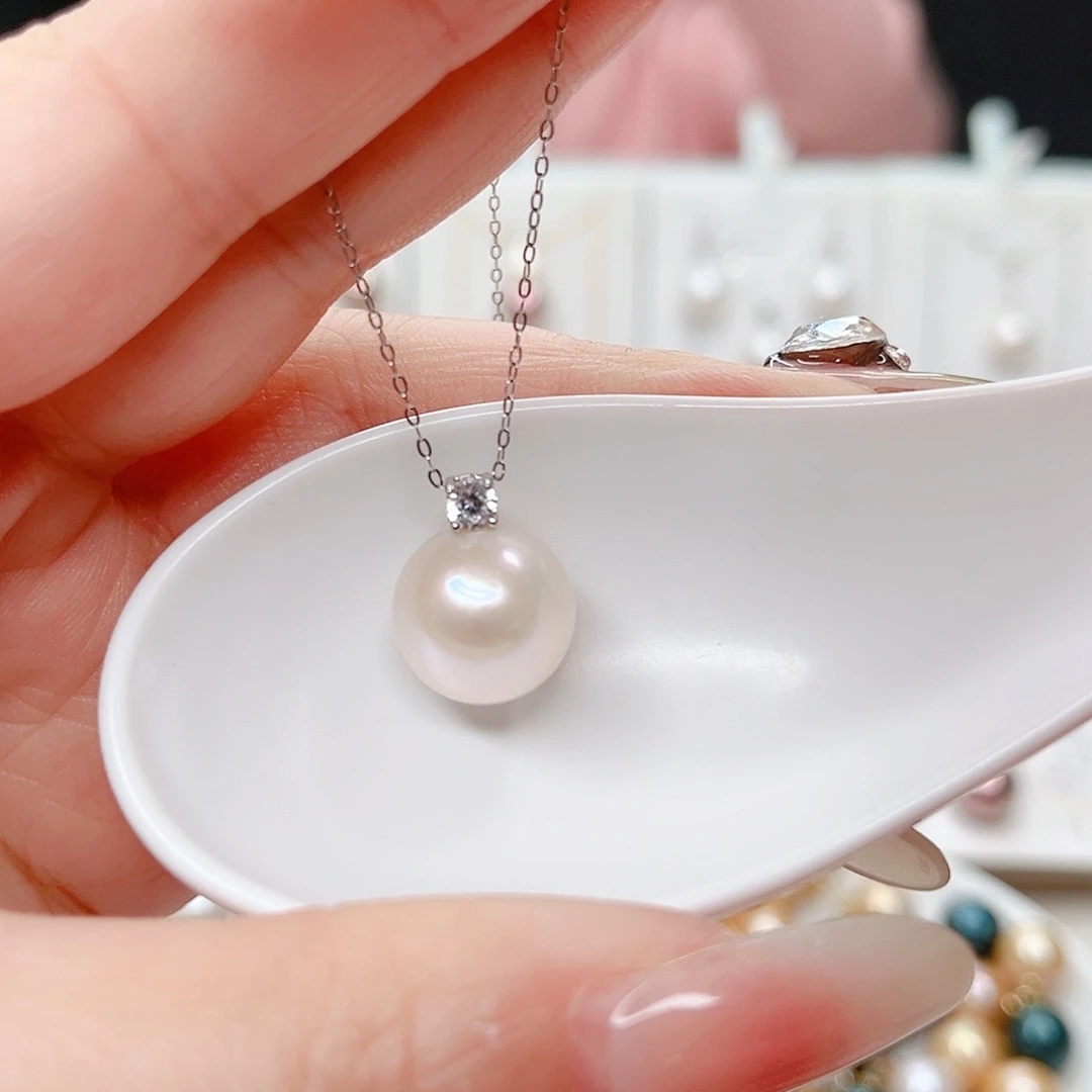 吊坠(不含链)银S925镶嵌淡水珍珠